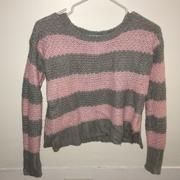 Aeropostale Sweaters | Pink and Grey Striped Sweater | Color: Gray/Pink | Size: Xs | Emilyric11's Closet